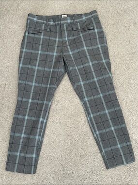 GAP Signature Skinny Ankle Plaid Pants in Gray and Light Teal